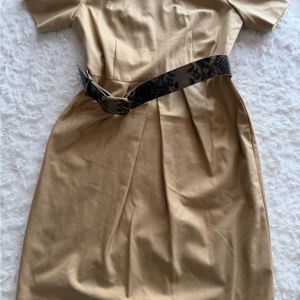 ANTONIO MELANI Tan Midi Dress with Black Belt